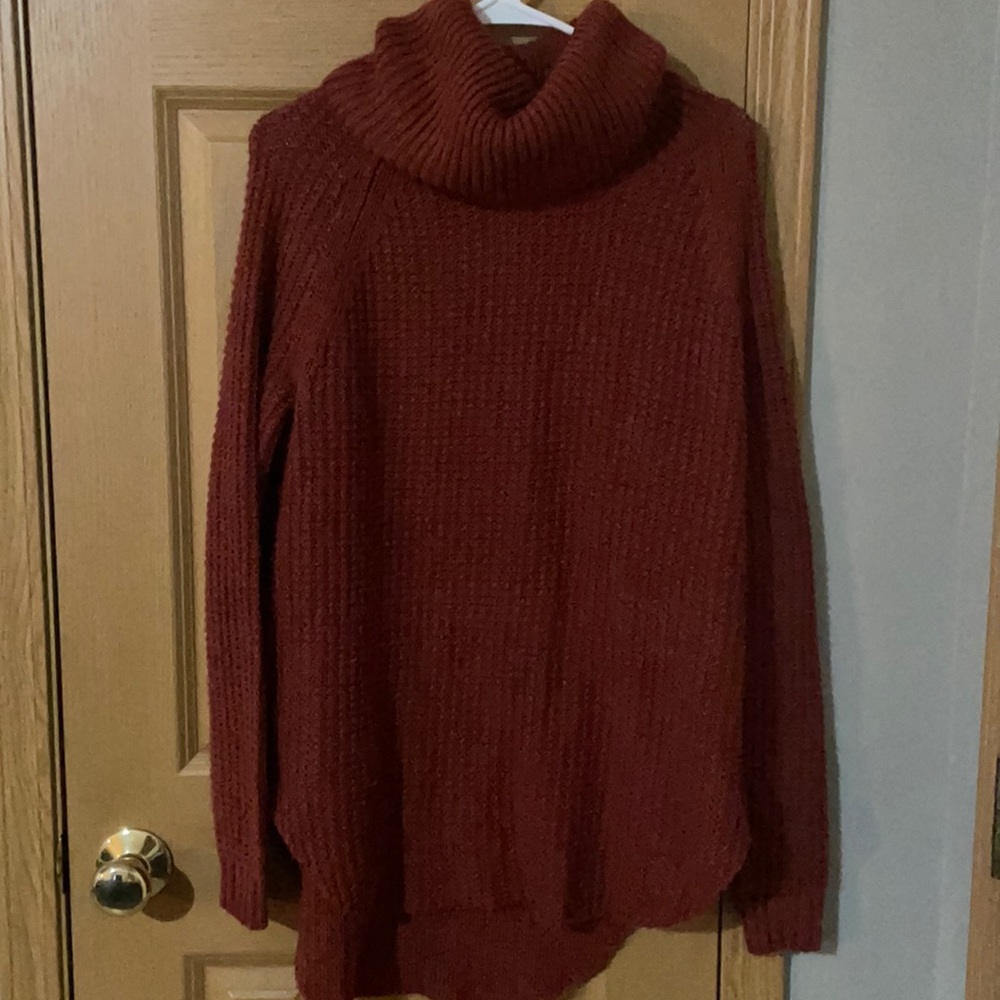Burgundy turtleneck sweater
